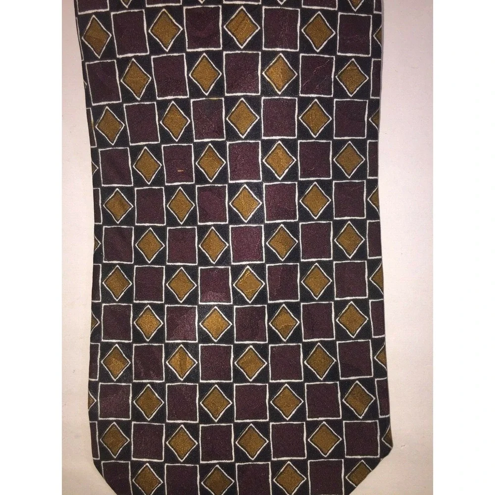 NOS‎ Robert Talbott Bunce Brothers Shades Brown Geometric Neck Tie 56